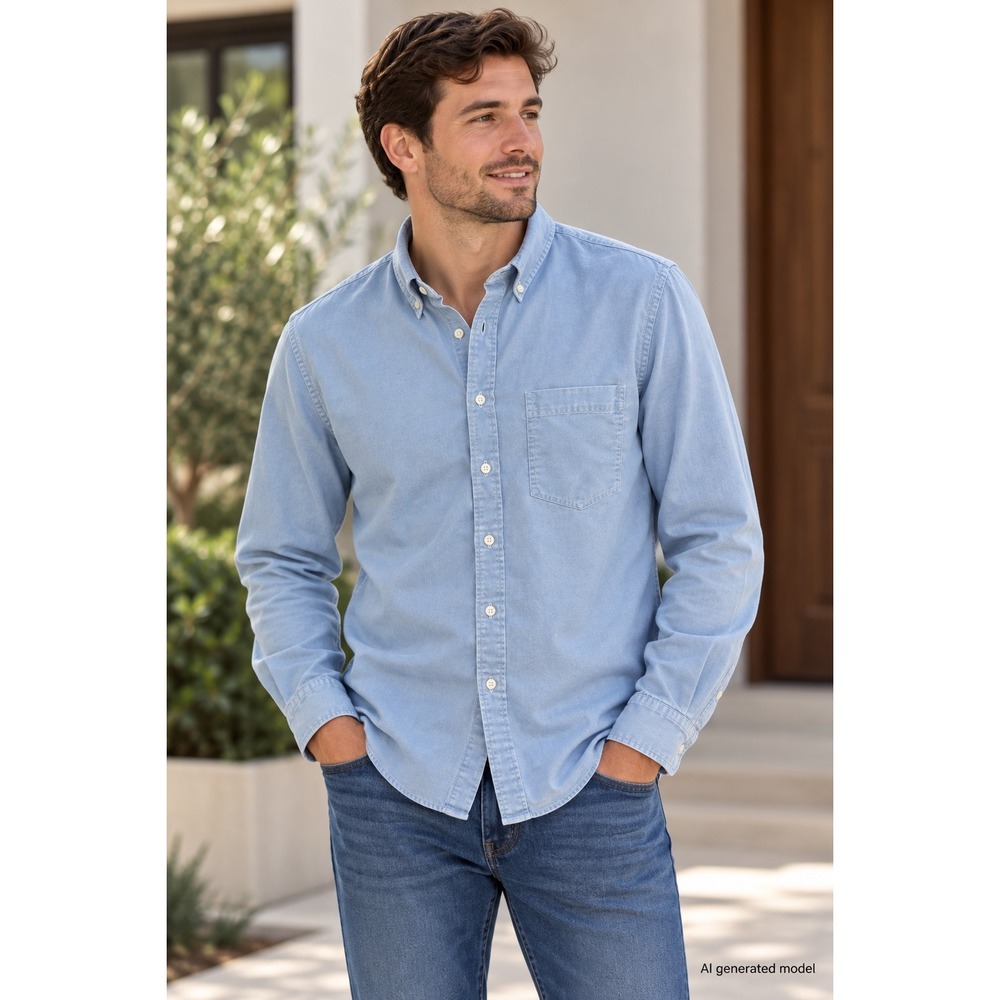 Vintage Carriage Court Mens Light Blue Oxford Button Down Shirt Size 16 Long Slv